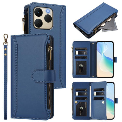 Magnetic Closure 9 Card Slots Zipper Leather Case with Hand Strap, For Realme 16T 5G Global, For Realme C83 5G India/C85 5G, For Realme P4 Power 5G, For Realme Note 80 4G Global, For Realme 16 5G Global, For Realme 16 Pro+ 5G Global                    ...