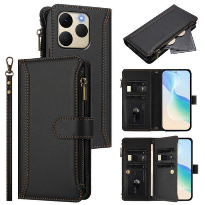 Magnetic Closure 9 Card Slots Zipper Leather Case with Hand Strap, For Realme 16T 5G Global, For Realme C83 5G India/C85 5G, For Realme P4 Power 5G, For Realme Note 80 4G Global, For Realme 16 5G Global, For Realme 16 Pro+ 5G Global                    ...