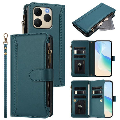 Magnetic Closure 9 Card Slots Zipper Leather Case with Hand Strap, For Realme 16T 5G Global, For Realme C83 5G India/C85 5G, For Realme P4 Power 5G, For Realme Note 80 4G Global, For Realme 16 5G Global, For Realme 16 Pro+ 5G Global                    ...