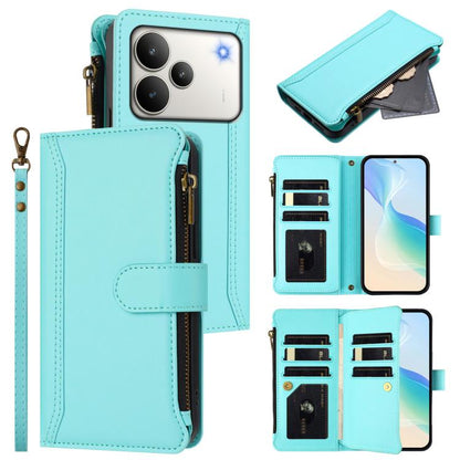 Magnetic Closure 9 Card Slots Zipper Leather Case with Hand Strap, For Realme 16T 5G Global, For Realme C83 5G India/C85 5G, For Realme P4 Power 5G, For Realme Note 80 4G Global, For Realme 16 5G Global, For Realme 16 Pro+ 5G Global                    ...