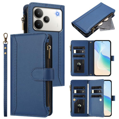 Magnetic Closure 9 Card Slots Zipper Leather Case with Hand Strap, For Realme 16T 5G Global, For Realme C83 5G India/C85 5G, For Realme P4 Power 5G, For Realme Note 80 4G Global, For Realme 16 5G Global, For Realme 16 Pro+ 5G Global                    ...