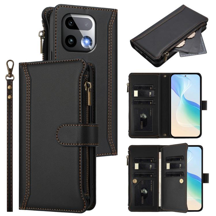 Magnetic Closure 9 Card Slots Zipper Leather Case with Hand Strap, For Realme 16T 5G Global, For Realme C83 5G India/C85 5G, For Realme P4 Power 5G, For Realme Note 80 4G Global, For Realme 16 5G Global, For Realme 16 Pro+ 5G Global                    ...