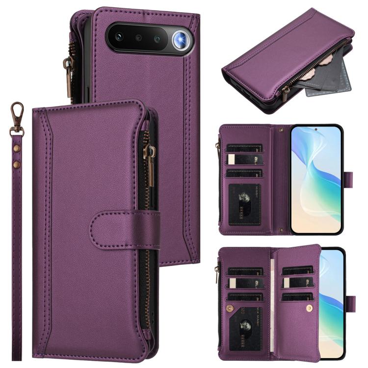 Magnetic Closure 9 Card Slots Zipper Leather Case with Hand Strap, For Realme 16T 5G Global, For Realme C83 5G India/C85 5G, For Realme P4 Power 5G, For Realme Note 80 4G Global, For Realme 16 5G Global, For Realme 16 Pro+ 5G Global                    ...