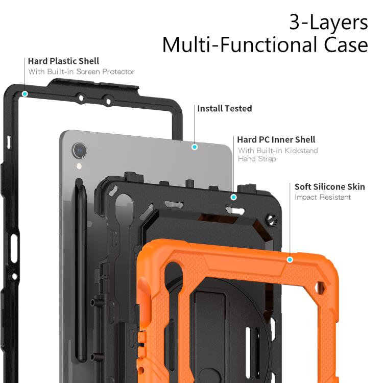 Silicone Hybrid PC Tablet Case with Shoulder Strap, For Samsung Galaxy Tab S10 Lite / S10 FE, For Samsung Galaxy Tab S11, For Samsung Galaxy Tab S10 FE+