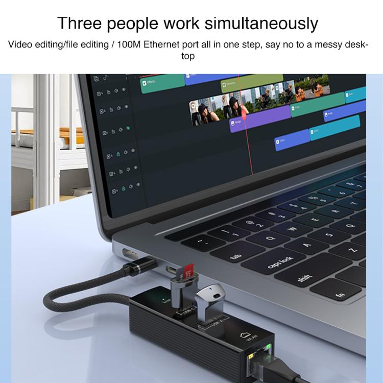 USB / 8 Pin to Type-C RJ45 USB-A HUB Expand Converter, USB / 8 Pin