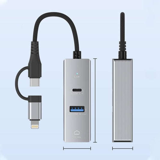Type-C / 8 Pin to Type-C RJ45 USB-A HUB Expand Converter, Type-C / 8 Pin