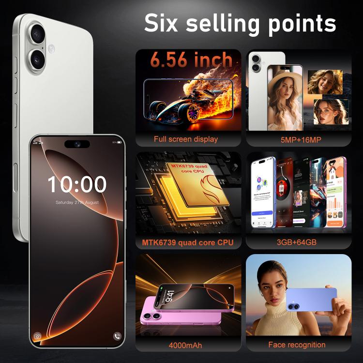 I16 Plus / RAi5, 3GB+64GB, 6.56 inch Android 10 MTK6739 Quad Core, Network: 4G, Dual SIM, EU Plug, US Plug, UK Plug, AU Plug