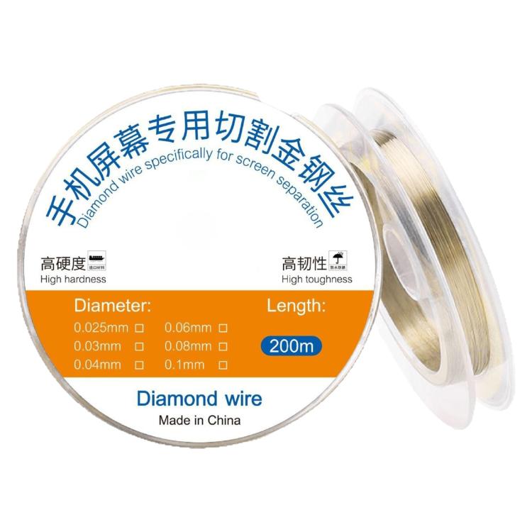 Séparation d'écran de 200 m, spécifiquement fil de coupe diamanté, 0,025 mm