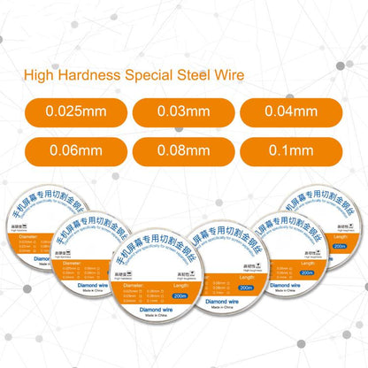 200m Screen Separation Specifically Diamond Cutting Wire, 0.1mm, 0.03mm, 0.04mm, 0.06mm, 0.08mm, 0.025mm