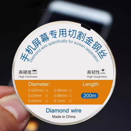 Séparation d'écran de 200 m, spécifiquement fil de coupe diamanté, 0,025 mm