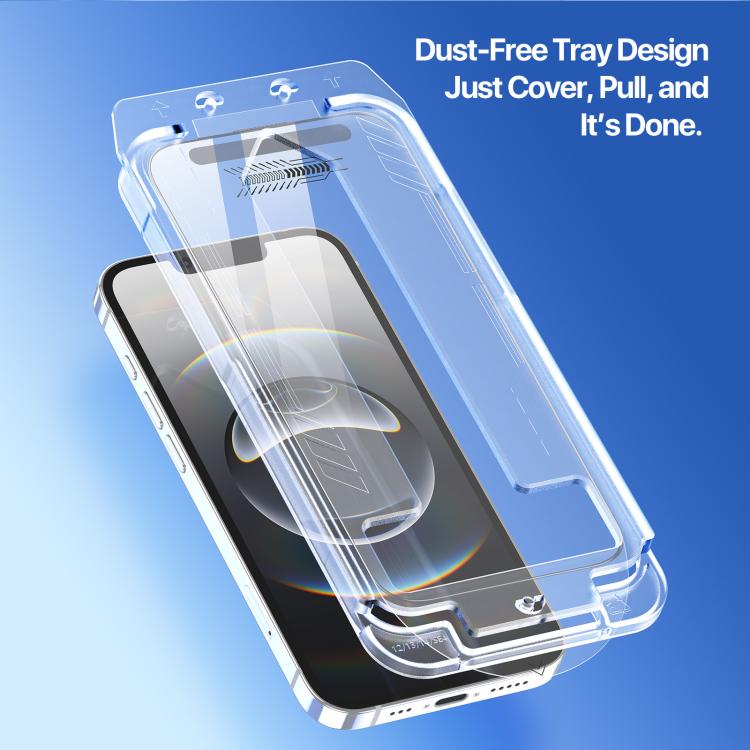 DUX DUCIS Roga Series 2.5D HD Volltransparenter Displayschutz aus gehärtetem Glas mit Staubentfernungs-Schnellinstallationsbox, Für iPhone 17e / 16e, Für iPhone 17 Pro Max, Für iPhone 17 Pro, Für iPhone 17, Für iPhone 16 Pro Max, Für iPhone 16 Pro