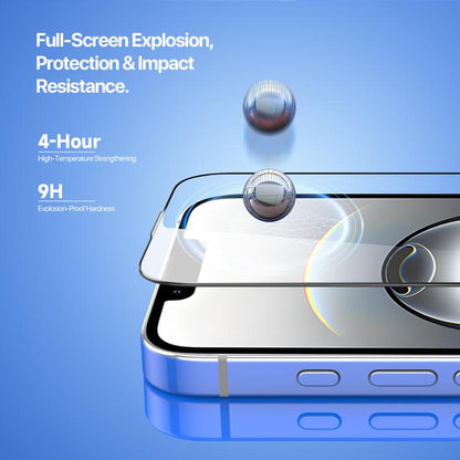 DUX DUCIS Roga Series 2.5D HD Volltransparenter Displayschutz aus gehärtetem Glas mit Staubentfernungs-Schnellinstallationsbox, Für iPhone 17e / 16e, Für iPhone 17 Pro Max, Für iPhone 17 Pro, Für iPhone 17, Für iPhone 16 Pro Max, Für iPhone 16 Pro