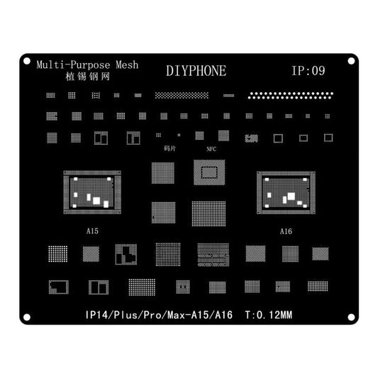 Precision laser-cut Accurate Positioning Anti-shift BGA Reballing Stencil, For iPhone 15-15 Pro Max, For iPhone 14-14 Pro Max, For iPhone 13-13 Pro Max