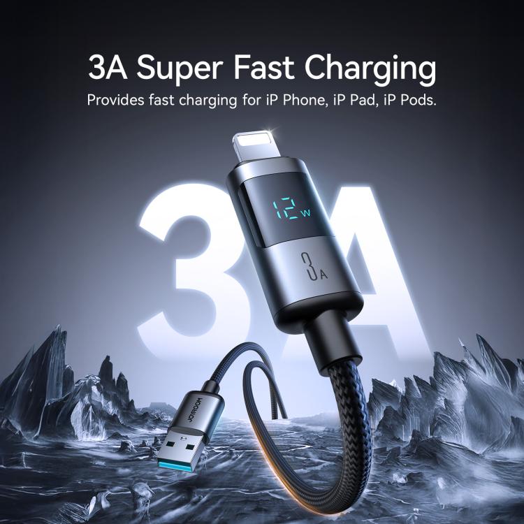 JOYROOM S-A16 Pro Prism Series 3A Digital Display USB to 8 Pin Fast Charging Data Cable, Length: 1.2m, USB to 8 Pin