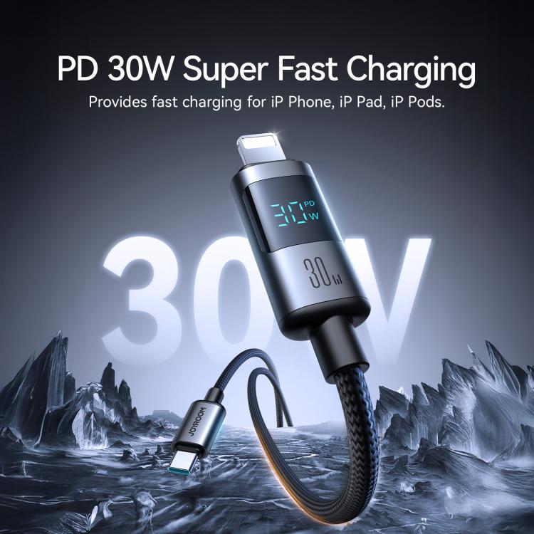 JOYROOM S-A16 Pro Prism Series 30W Digital Display Type-C to 8 Pin Fast Charging Data Cable, Length: 1.2m, Type-C to 8 Pin