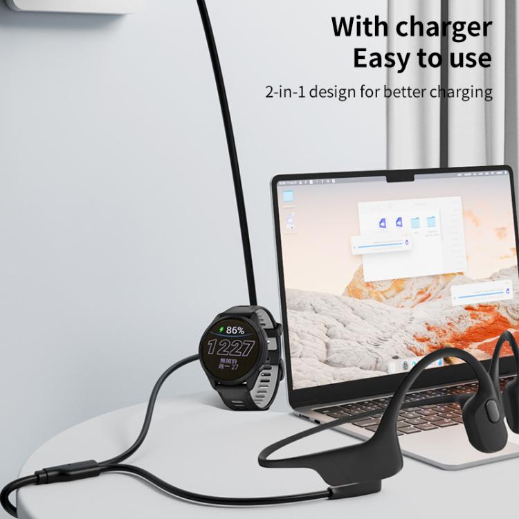 2 in 1 Earphone & Smart Watch Charging Adapter Cable for Shokz & Garmin, Type-C, USB