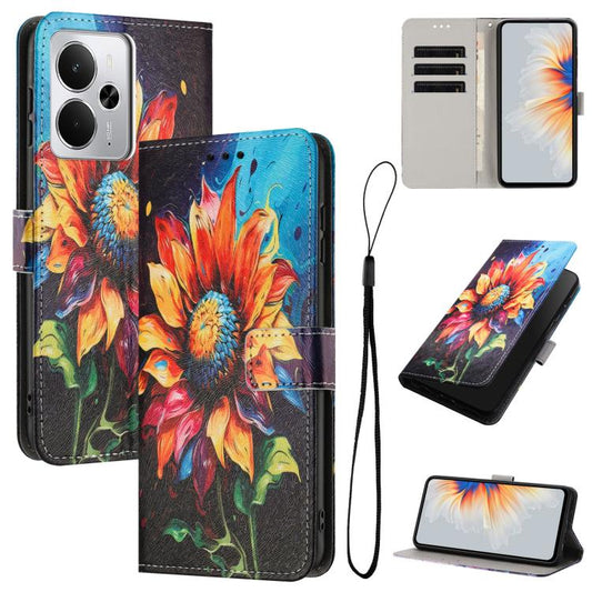 Color Drawing Pattern Leather Phone Case, For Realme 14 / P3 5G / 14T 5G, For Realme 14 5G / P3 5G / 14T 5G, For Realme 14 Pro+, For Realme 14 Pro, For Realme 12 5G / 13 5G / 12x 5G, For Realme C63 / C61 / Note 60, For Realme 13+ 5G                    ...