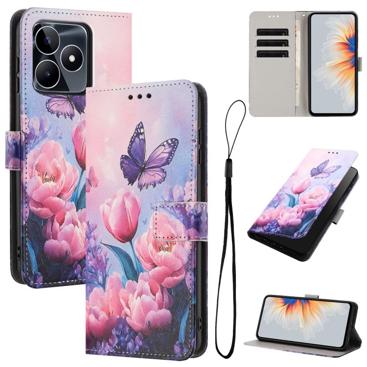 Color Drawing Pattern Leather Phone Case, For Realme C53 / Narzo N53 / C51, For Realme C65 4G, For Realme C55