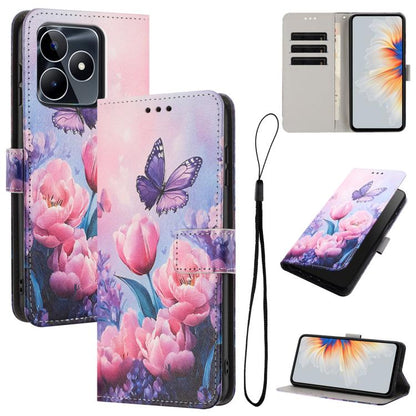 Color Drawing Pattern Leather Phone Case, For Realme C53 / Narzo N53 / C51, For Realme C65 4G, For Realme C55