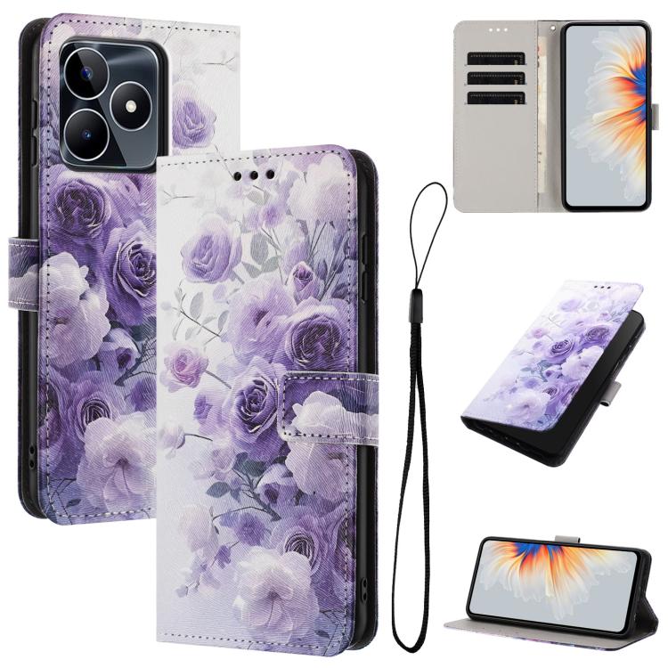 Color Drawing Pattern Leather Phone Case, For Realme C53 / Narzo N53 / C51, For Realme C65 4G, For Realme C55