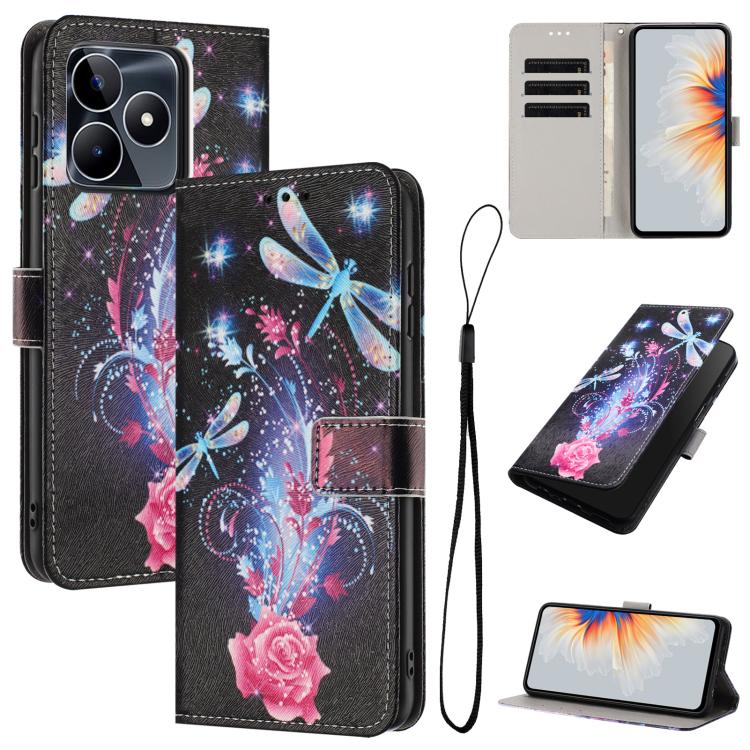 Color Drawing Pattern Leather Phone Case, For Realme C53 / Narzo N53 / C51, For Realme C65 4G, For Realme C55
