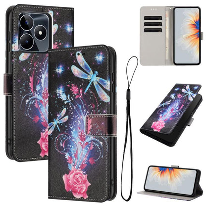 Color Drawing Pattern Leather Phone Case, For Realme C53 / Narzo N53 / C51, For Realme C65 4G, For Realme C55