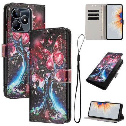 Color Drawing Pattern Leather Phone Case, For Realme C53 / Narzo N53 / C51, For Realme C65 4G, For Realme C55
