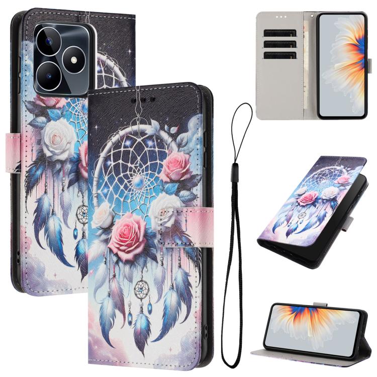 Color Drawing Pattern Leather Phone Case, For Realme C53 / Narzo N53 / C51, For Realme C65 4G, For Realme C55
