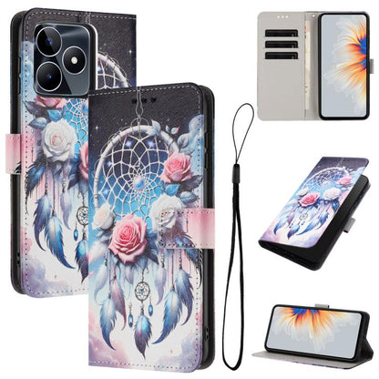 Color Drawing Pattern Leather Phone Case, For Realme C53 / Narzo N53 / C51, For Realme C65 4G, For Realme C55