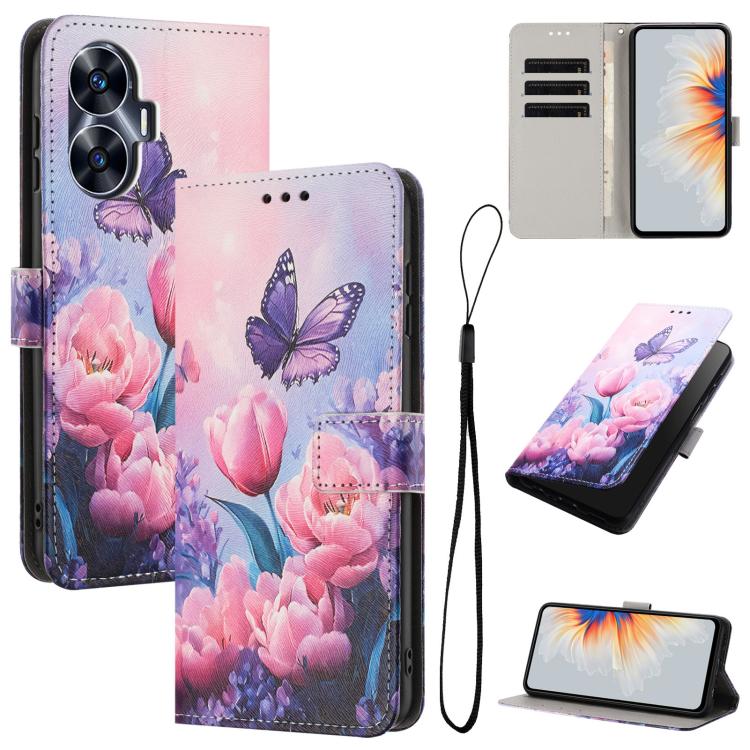 Color Drawing Pattern Leather Phone Case, For Realme C53 / Narzo N53 / C51, For Realme C65 4G, For Realme C55