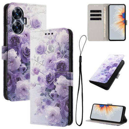 Color Drawing Pattern Leather Phone Case, For Realme C53 / Narzo N53 / C51, For Realme C65 4G, For Realme C55
