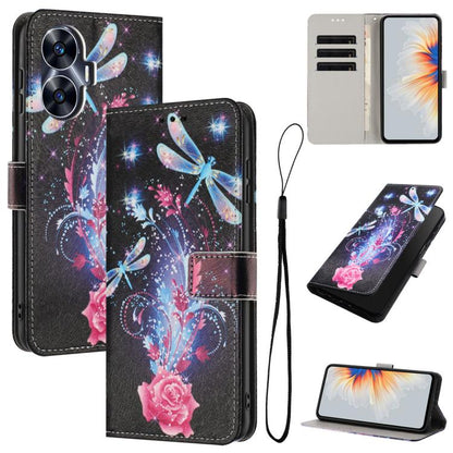 Color Drawing Pattern Leather Phone Case, For Realme C53 / Narzo N53 / C51, For Realme C65 4G, For Realme C55
