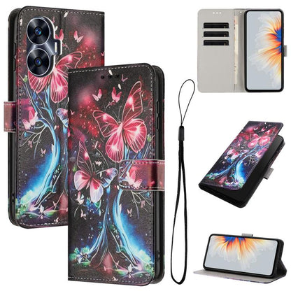 Color Drawing Pattern Leather Phone Case, For Realme C53 / Narzo N53 / C51, For Realme C65 4G, For Realme C55