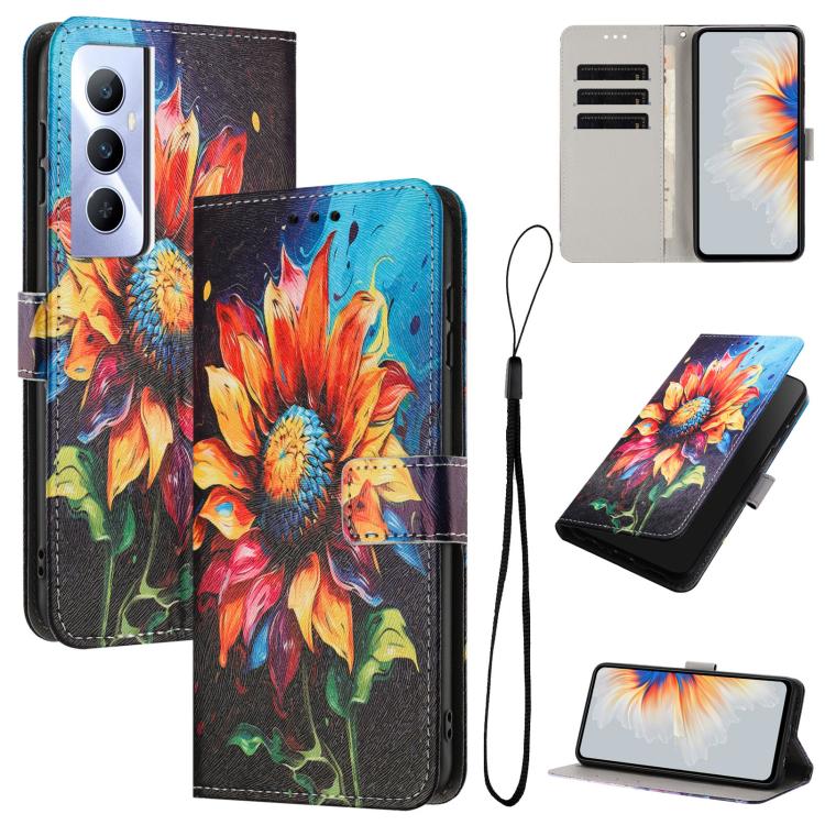 Color Drawing Pattern Leather Phone Case, For Realme C53 / Narzo N53 / C51, For Realme C65 4G, For Realme C55