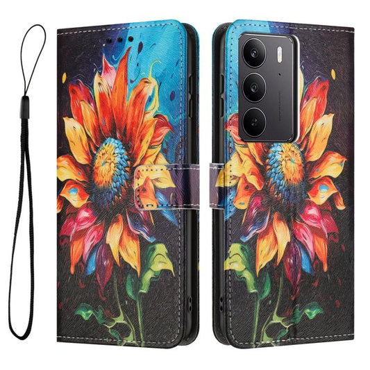 Color Drawing Pattern Leather Phone Case, For Realme C75 / 14x 5G, For Realme 14 / P3 5G / 14T 5G, For Realme 14 5G / P3 5G / 14T 5G, For Realme 14 Pro+, For Realme 14 Pro, For Realme 12 5G / 13 5G / 12x 5G, For Realme C63 / C61 / Note 60              ...