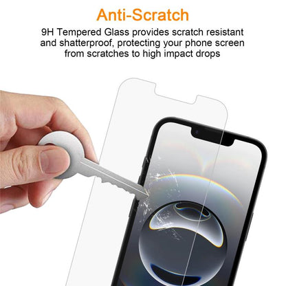 10pcs xDfind 0.26mm 9H 2.5D Middle Aluminum Tempered Glass Film, For iPhone 17e / 16e / 13 / 13 Pro, For iPhone 16 Pro Max, For iPhone 16 Pro, For iPhone 16 Plus, For iPhone 16, For iPhone 15 Plus / 15 Pro Max, For iPhone 15 / 15 Pro, For iPhone 14 Plu...