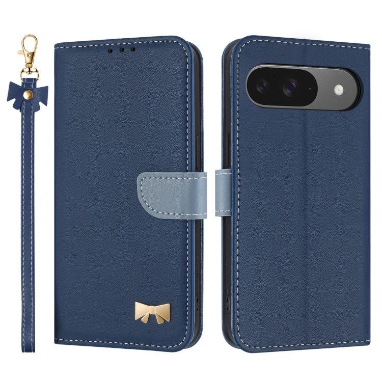 Metal Bow Leather Phone Case with Hand Strap, For Google Pixel 11 Pro XL, For Google Pixel 11 / 11 Pro, For Google Pixel 10a, For Google Pixel 10 Pro XL / 9 Pro XL, For Google Pixel 10 Pro / 9 Pro, For Google Pixel 9a, For Google Pixel 8a              ...