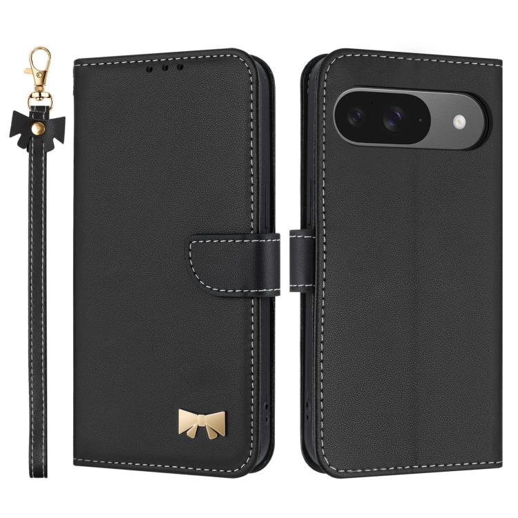 Metal Bow Leather Phone Case with Hand Strap, For Google Pixel 11 Pro XL, For Google Pixel 11 / 11 Pro, For Google Pixel 10a, For Google Pixel 10 Pro XL / 9 Pro XL, For Google Pixel 10 Pro / 9 Pro, For Google Pixel 9a, For Google Pixel 8a              ...