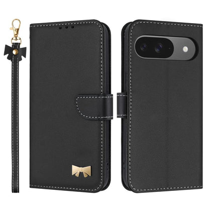 Metal Bow Leather Phone Case with Hand Strap, For Google Pixel 11 Pro XL, For Google Pixel 11 / 11 Pro, For Google Pixel 10a, For Google Pixel 10 Pro XL / 9 Pro XL, For Google Pixel 10 Pro / 9 Pro, For Google Pixel 9a, For Google Pixel 8a              ...