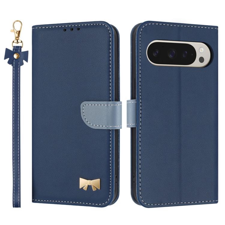 Metal Bow Leather Phone Case with Hand Strap, For Google Pixel 11 Pro XL, For Google Pixel 11 / 11 Pro, For Google Pixel 10a, For Google Pixel 10 Pro XL / 9 Pro XL, For Google Pixel 10 Pro / 9 Pro, For Google Pixel 9a, For Google Pixel 8a              ...