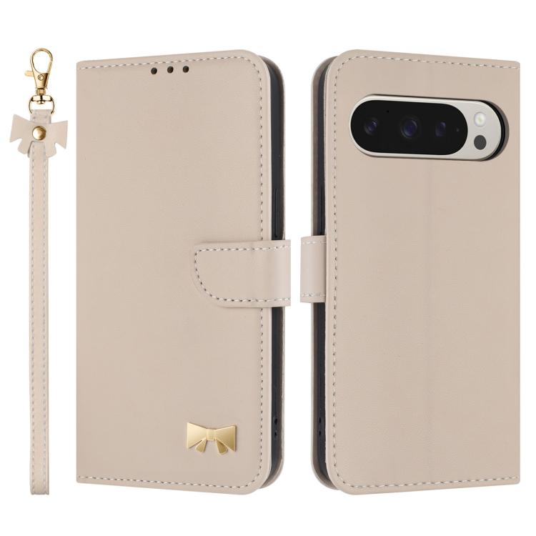Metal Bow Leather Phone Case with Hand Strap, For Google Pixel 11 Pro XL, For Google Pixel 11 / 11 Pro, For Google Pixel 10a, For Google Pixel 10 Pro XL / 9 Pro XL, For Google Pixel 10 Pro / 9 Pro, For Google Pixel 9a, For Google Pixel 8a              ...