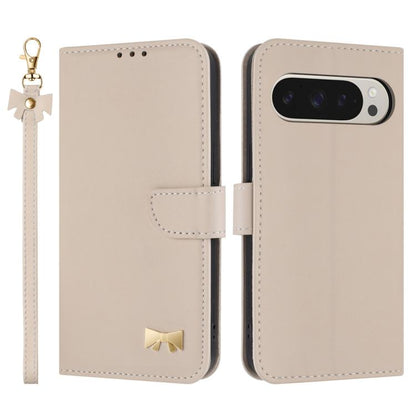Metal Bow Leather Phone Case with Hand Strap, For Google Pixel 11 Pro XL, For Google Pixel 11 / 11 Pro, For Google Pixel 10a, For Google Pixel 10 Pro XL / 9 Pro XL, For Google Pixel 10 Pro / 9 Pro, For Google Pixel 9a, For Google Pixel 8a              ...