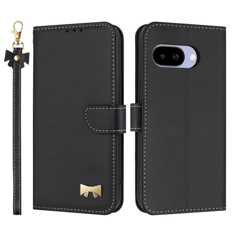 Metal Bow Leather Phone Case with Hand Strap, For Google Pixel 11 Pro XL, For Google Pixel 11 / 11 Pro, For Google Pixel 10a, For Google Pixel 10 Pro XL / 9 Pro XL, For Google Pixel 10 Pro / 9 Pro, For Google Pixel 9a, For Google Pixel 8a              ...