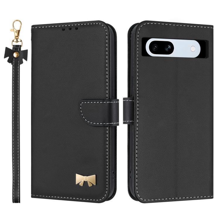 Metal Bow Leather Phone Case with Hand Strap, For Google Pixel 11 Pro XL, For Google Pixel 11 / 11 Pro, For Google Pixel 10a, For Google Pixel 10 Pro XL / 9 Pro XL, For Google Pixel 10 Pro / 9 Pro, For Google Pixel 9a, For Google Pixel 8a              ...
