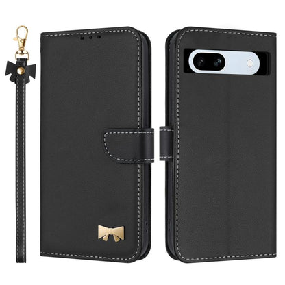 Metal Bow Leather Phone Case with Hand Strap, For Google Pixel 11 Pro XL, For Google Pixel 11 / 11 Pro, For Google Pixel 10a, For Google Pixel 10 Pro XL / 9 Pro XL, For Google Pixel 10 Pro / 9 Pro, For Google Pixel 9a, For Google Pixel 8a              ...