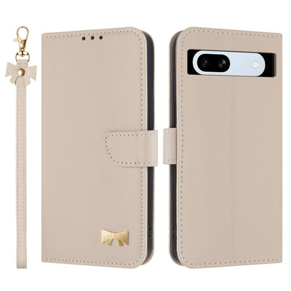 Metal Bow Leather Phone Case with Hand Strap, For Google Pixel 11 Pro XL, For Google Pixel 11 / 11 Pro, For Google Pixel 10a, For Google Pixel 10 Pro XL / 9 Pro XL, For Google Pixel 10 Pro / 9 Pro, For Google Pixel 9a, For Google Pixel 8a              ...