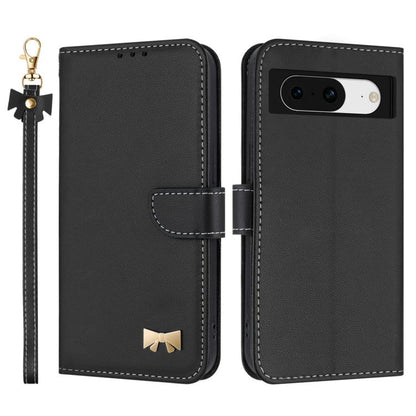 Metal Bow Leather Phone Case with Hand Strap, For Google Pixel 11 Pro XL, For Google Pixel 11 / 11 Pro, For Google Pixel 10a, For Google Pixel 10 Pro XL / 9 Pro XL, For Google Pixel 10 Pro / 9 Pro, For Google Pixel 9a, For Google Pixel 8a              ...