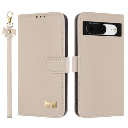 Metal Bow Leather Phone Case with Hand Strap, For Google Pixel 11 Pro XL, For Google Pixel 11 / 11 Pro, For Google Pixel 10a, For Google Pixel 10 Pro XL / 9 Pro XL, For Google Pixel 10 Pro / 9 Pro, For Google Pixel 9a, For Google Pixel 8a              ...