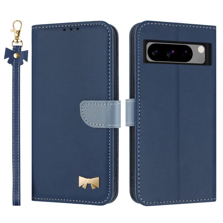 Metal Bow Leather Phone Case with Hand Strap, For Google Pixel 11 Pro XL, For Google Pixel 11 / 11 Pro, For Google Pixel 10a, For Google Pixel 10 Pro XL / 9 Pro XL, For Google Pixel 10 Pro / 9 Pro, For Google Pixel 9a, For Google Pixel 8a              ...