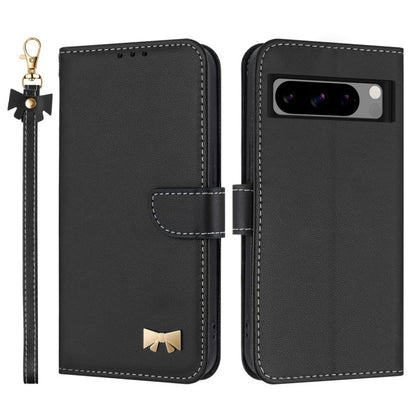 Metal Bow Leather Phone Case with Hand Strap, For Google Pixel 11 Pro XL, For Google Pixel 11 / 11 Pro, For Google Pixel 10a, For Google Pixel 10 Pro XL / 9 Pro XL, For Google Pixel 10 Pro / 9 Pro, For Google Pixel 9a, For Google Pixel 8a              ...